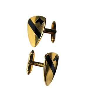 Gold Horse Head U.S MILITARY ARMY 1st CAVALRY CUFFLINKS Men's Jewelry Preppy USA